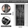 METAL Ekstra Metalize Parlak Saçaklı Arka Fon Perde Siyah
