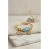 Bileklik Fiyonk ve Kalp Mavi Charmlı