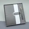 Defter Gri Kutulu Deri Roller Kalem Set
