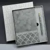 Kalem Seti Gri Renk Defter Ve Metal Roller