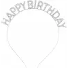 Kullanıma Uygun Gümüş Kristal Taşlı Happy Birthday Tacı