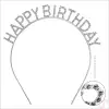 Kullanıma Uygun Gümüş Kristal Taşlı Happy Birthday Tacı