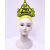 Kullanıma Uygun Happy Birthday Neon Sarı Taç