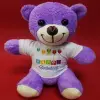 Kullanıma Uygun Happy Birthday Tişörtlü Peluş Mor Ayıcık