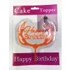 Pembe Happy Birthday Yazılı Turuncu Dallı Pasta Kek Çubuğu