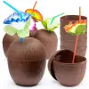 10x13 cm plastik Bardak Hindistan Cevizi Pipetli