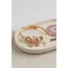 Bileklik Kalp Model Gold Renk Pembe Charmlı