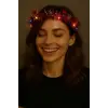 Kullanıma Uygun Kalp Püsküllü 3 Modlu LED Işıklı Taç Kırmızı Renk