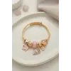 Bileklik Kalp ve Fil Model Pembe Charmlı