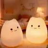 Silikon Kedi Tasarımlı Renk Değiştirebilen Dokunmatik Gece Lambası