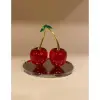 10x10 cm Metal Kiraz Kristal Süs