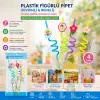 Kullanıma Uygun Kıvrımlı Renkli Plastik Pipet Figürlü Tasarım 4lü Paket