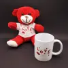 Bardak Love Tasarımlı Kupa Ve Kırmızı Ayıcık Seti