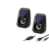 Hoparlör Masaüstü 1+1 USB + 3.5mm LED Siyah