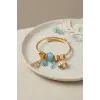 Bileklik Mavi Deniz Kabuğu Model Gold Renk Charmlı