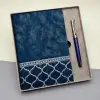Kalem Seti Mavi Termo Deri Defter Ve Metal Roller