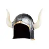 Metal Mega Boynuzlu Viking Ivar Kaskı Eskitilmiş Desen Gümüş Renk