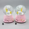 Kar Küresi Mini Pembe Sevimli Unicorn ve Kız Tasarımlı Işıklı