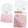 Kar Küresi Mini Pembe Sevimli Unicorn ve Kız Tasarımlı Işıklı