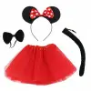 Kostüm Seti Minnie Mouse Etek Taç Kuyruk Papyon Gösteri Seti