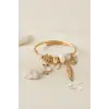 Bileklik Model Gold Renk Beyaz Charmlı
