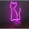 Pil Neon Işıklı Kedi Lamba ve Usb Pembe Işık 260