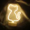 Kablosuz 3 adet Plastik Neon Işıklı Kedi Tasarımlı Lamba