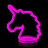 Pil Neon Işıklı Unicorn Masa Gece Lambası Usb