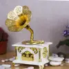 24 X 12 Cm Plastik Beyaz Müzik Kutusu Nostaljik Gramofon