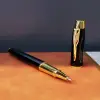 Defter Öğretmenler Günü Özel Siyah Deri Ve Metal Roller Kalem Hediye Seti