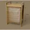 Kullanıma Uygun Orta Boy Ahşap Bambu Kirli Sepeti 40x35x60