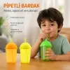 Bardak Pipetli 450 ml Şeffaf Renkli Plastik