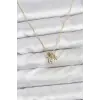 Kadın Kolye Pirinç Gold Renk Minimal Charmlı