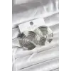 Kadın Küpe Pirinç Gümüş Renk Circle Model