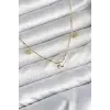 Kadın Kolye Pirinç Minimal Gold Renk Yonca Model