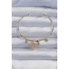 Bileklik Pirinç Renk Zirkon Taşlı Yonca Model Charm