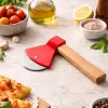 Kullanıma Uygun Pizza Kesici Balta Tasarımlı Ahşap Saplı Paslanmaz Çelik Bıçaklı