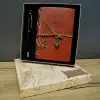 Defter Kalem Seti Pusula Baskılı Deri