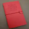 20 Cm Suni Deri Kareli Defter Pusula Tasarımlı Kırmızı Deri