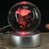 Cam Küre Renk Değiştiren Işıklı Gül