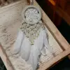 Ahşap Rüya Kovan Dream Catcher Beyaz Kuş Tüylü