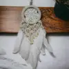 Ahşap Rüya Kovan Dream Catcher Beyaz Kuş Tüylü