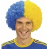 Kullanıma Uygun Sarı Lacivert Kıvırcık Afro Bonus Taraftar Peruğu