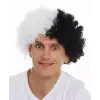 Kullanıma Uygun Siyah Beyaz Kıvırcık Afro Bonus Taraftar Peruğu