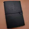 20 Cm Suni Deri Kareli Defter Siyah Deri Pusula