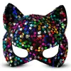 Kullanıma Uygun Siyah Kadife Payetli Parti Maskesi