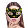 Kullanıma Uygun Siyah Kadife Sarı Yeşil Simli Kedi Maskesi