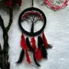 Ahşap Siyah Kırmızı Hayat Ağacı Dream Catcher
