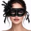 Maske Siyah Venedik Parti si Çiçekli Tüylü Payetli