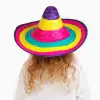 Kullanıma Uygun Sombrero Meksika Şapkası Renkli Örme Hasır Çocuk Boy